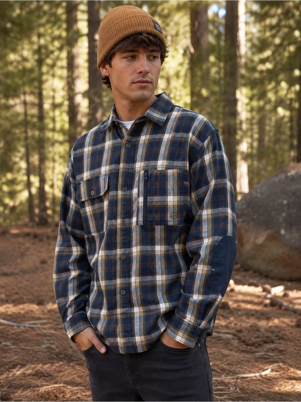 Wrangler ATG Plaid Utility Button Up Shirt Large Outdoor Hiking Flannel